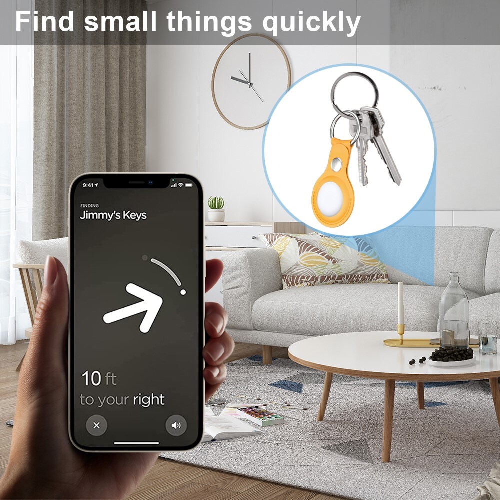 Apple AirTag Skinndeksel med nøkkelring, Gul