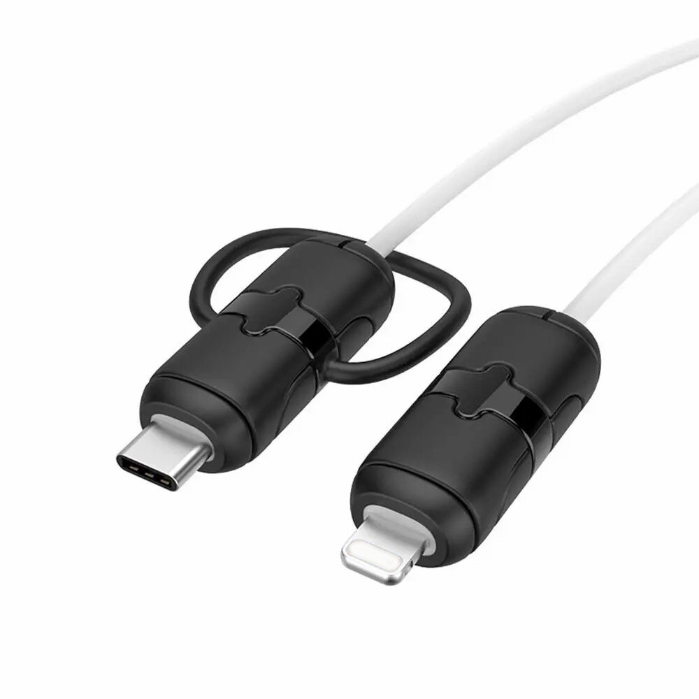 Slitesterk kabelbeskytter for USB-C til Lightning-kabel, Svart