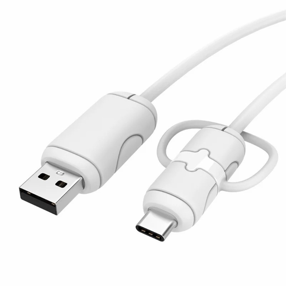 Slitesterk kabelbeskytter for USB-C til USB-A-kabel, Hvit