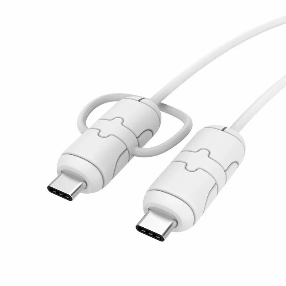 Slitesterk kabelbeskytter for USB-C til USB-C-kabel, Hvit