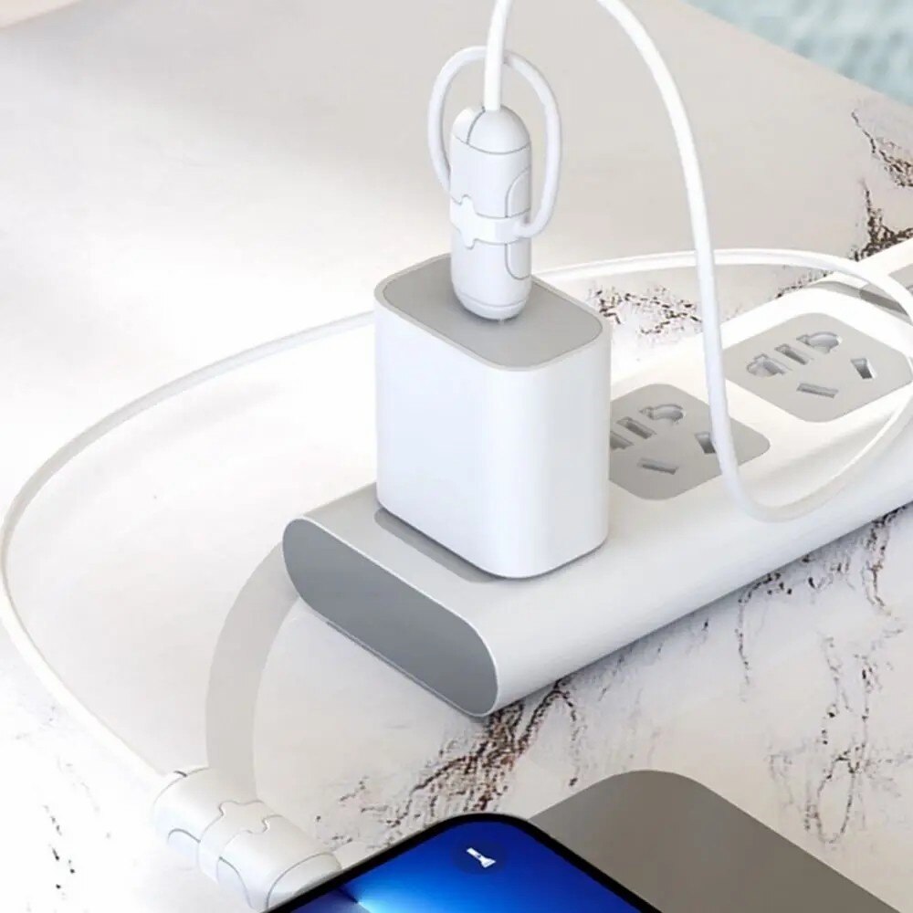 Slitesterk kabelbeskytter for USB-C til USB-C-kabel, Hvit