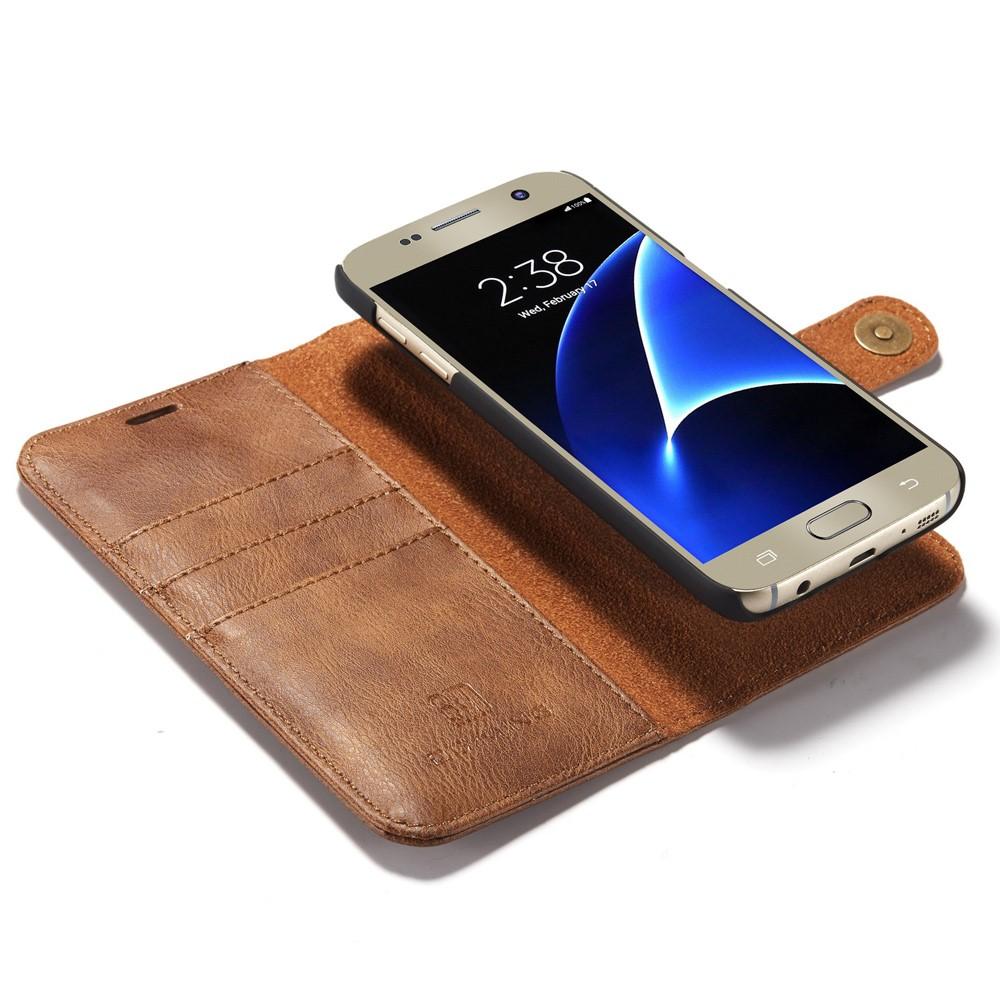 Samsung Galaxy S7 Lommeboketui med avtakbart deksel, Cognac