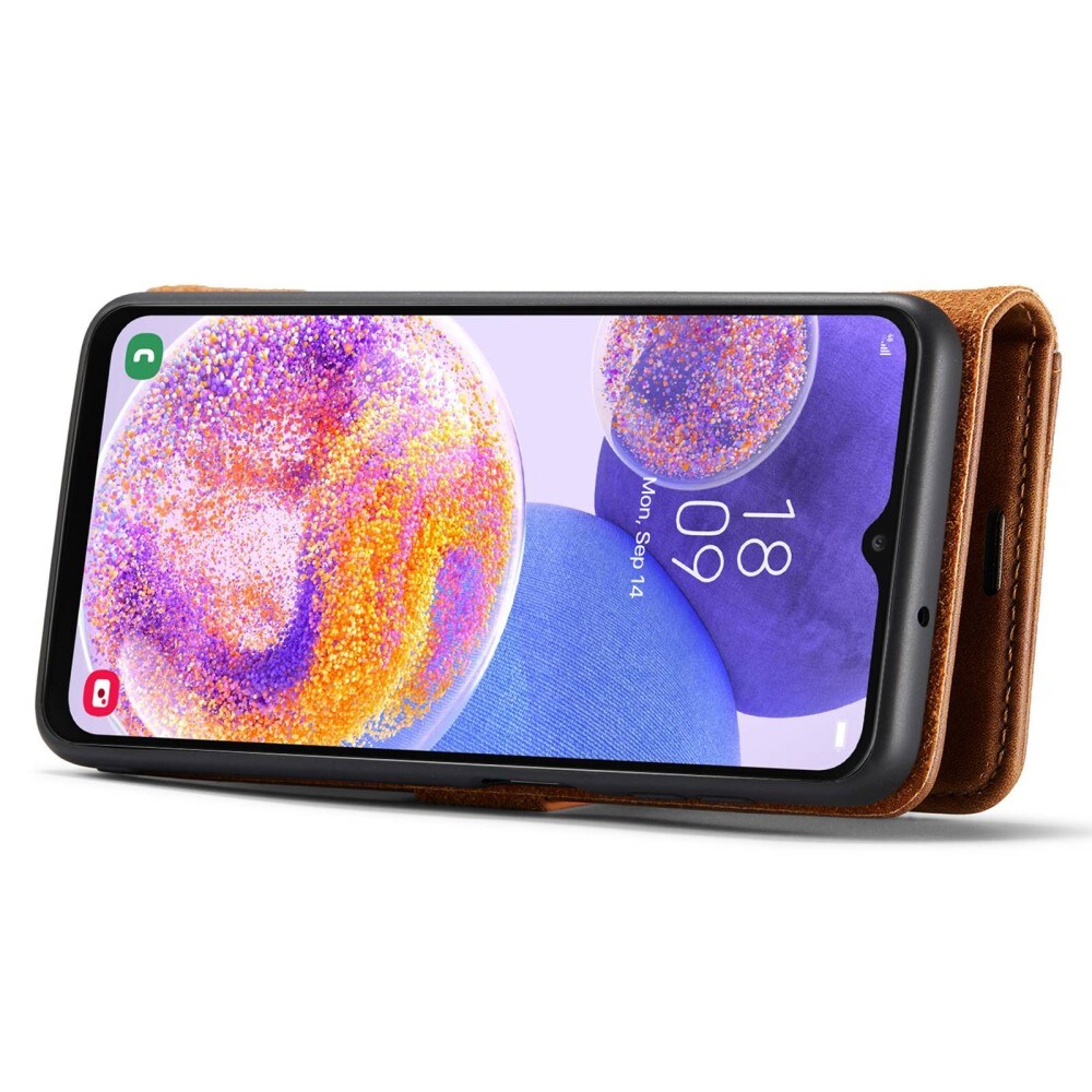 Samsung Galaxy A23 Lommeboketui med avtakbart deksel, Cognac