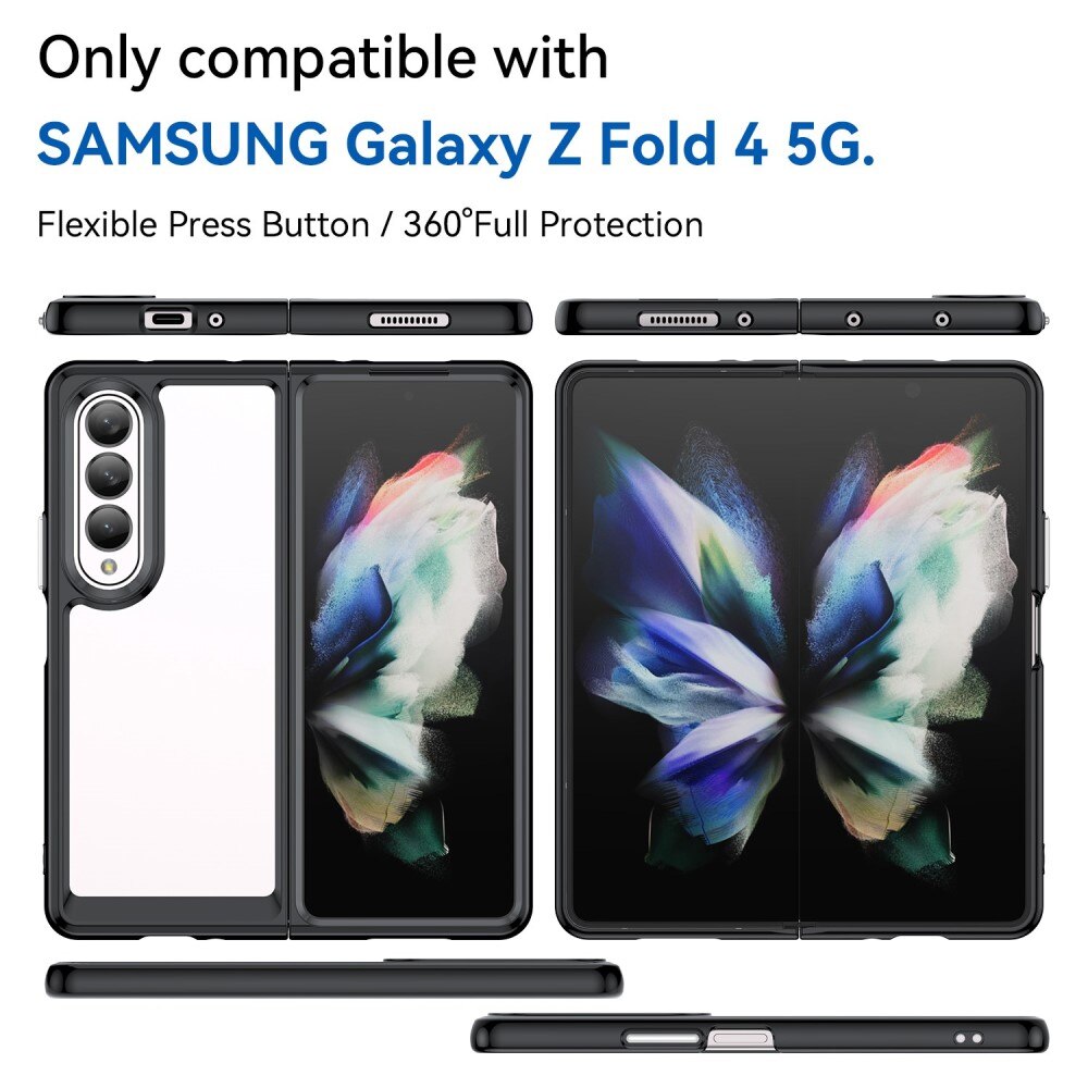 Samsung Galaxy Z Fold 4 Crystal Hybrid-deksel, Svart