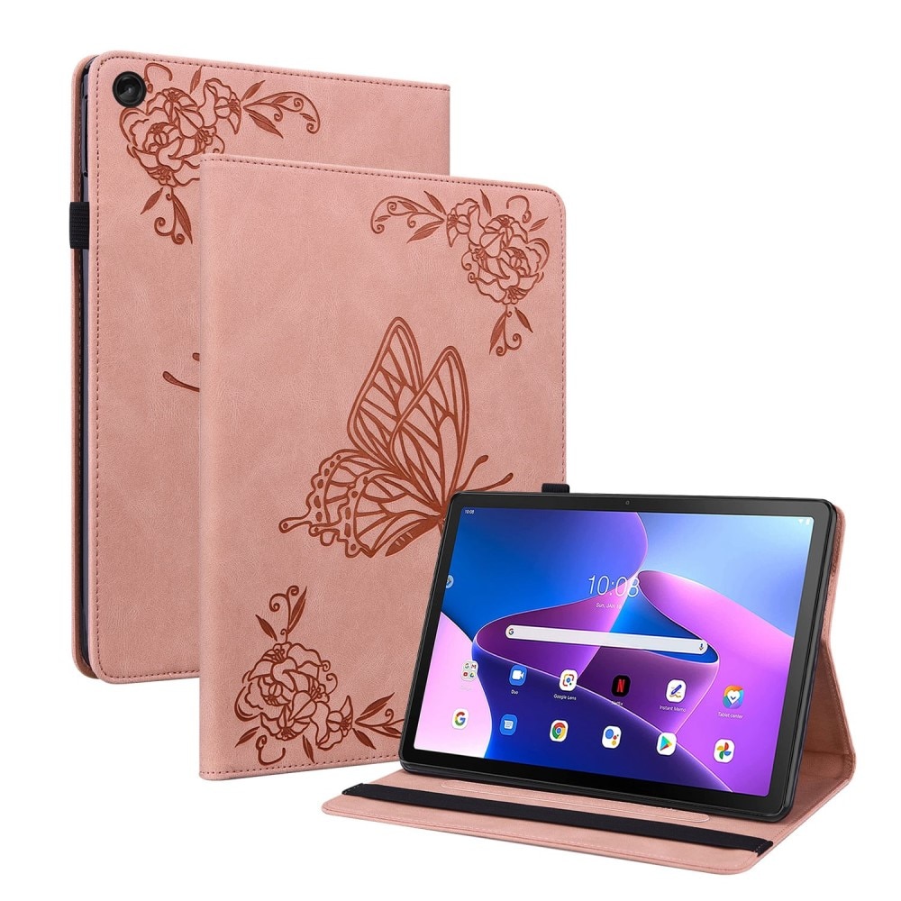  Lenovo Tab M10 Plus (3rd gen) Fint etui med sommerfugler, Rosa