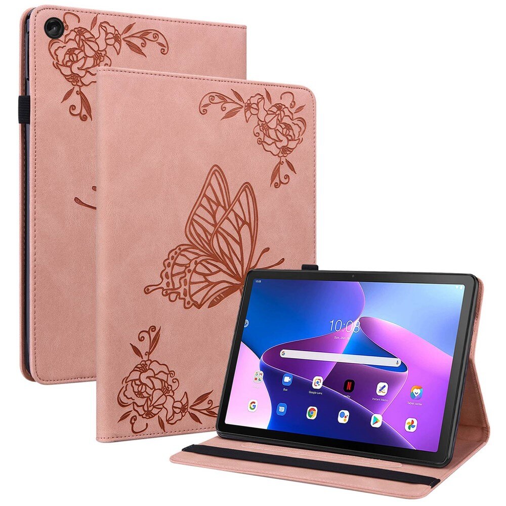 Lenovo Tab M10 (3rd Gen) Fint etui med sommerfugler, Rosa