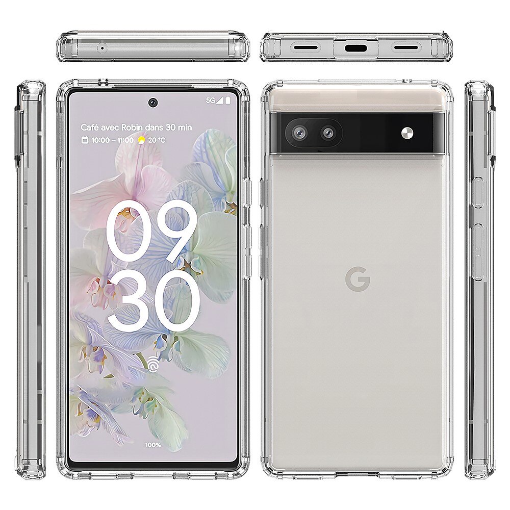 Google Pixel 6a Crystal Hybrid-deksel, Gjennomsiktig