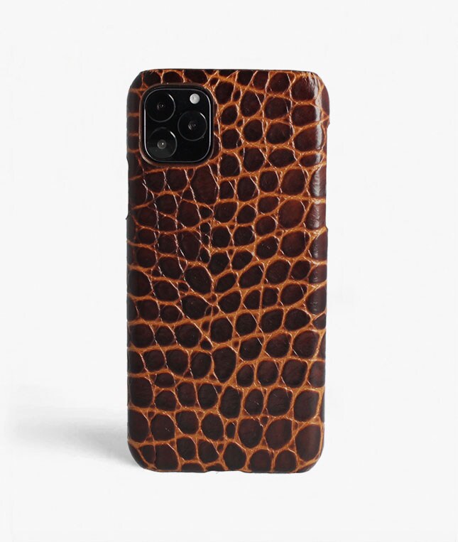 iPhone 11 Pro Max Deksel Small Croco Brun