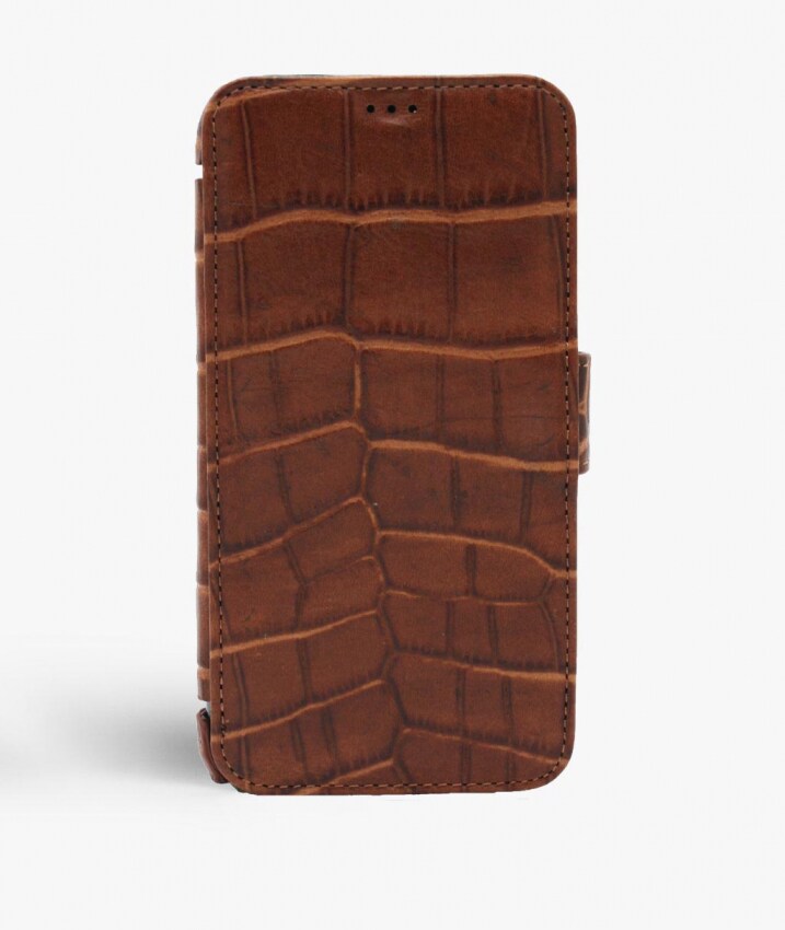 iPhone X/XS Lommebokdeksel Lizard Cognac