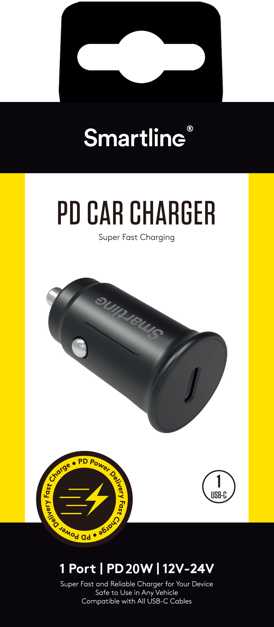 Billader USB-C 20W PD, Svart