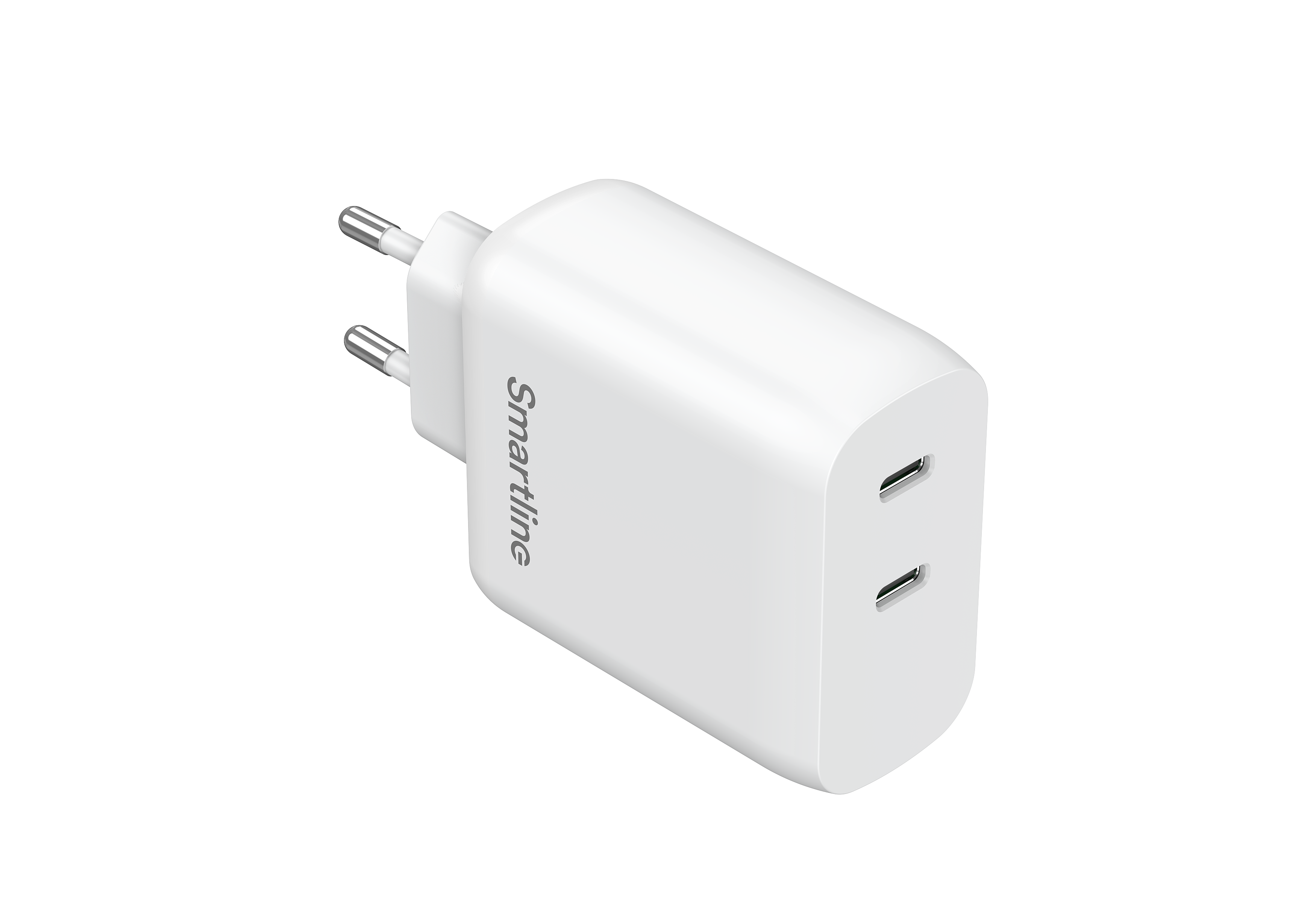 Veggadapter med doble USB-C-porter 35W PD, Hvit