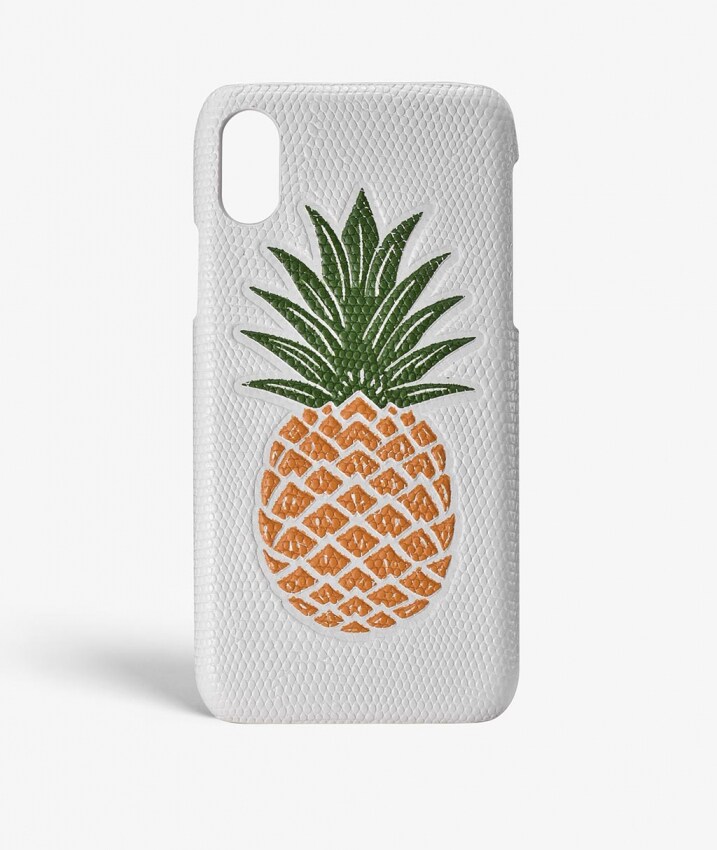 iPhone X/XS Deksel Pineapple Orange Lizard White