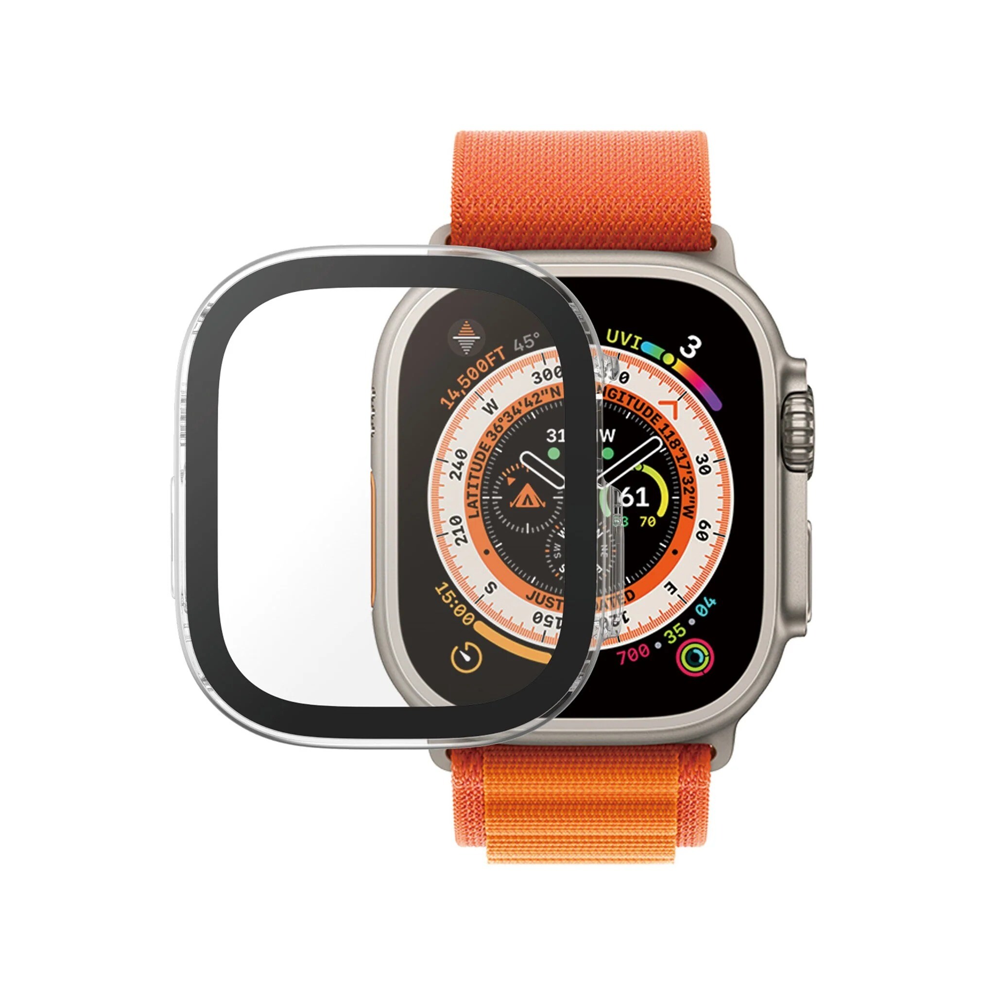 Apple Watch Ultra 49mm 1st Gen Heldekkende deksel med skjermbeskytter, transparent