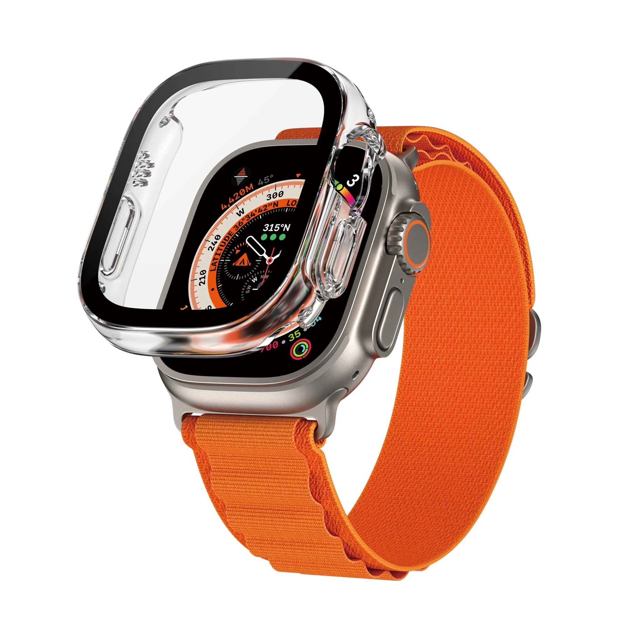 Apple Watch Ultra 49mm 1st Gen Heldekkende deksel med skjermbeskytter, transparent