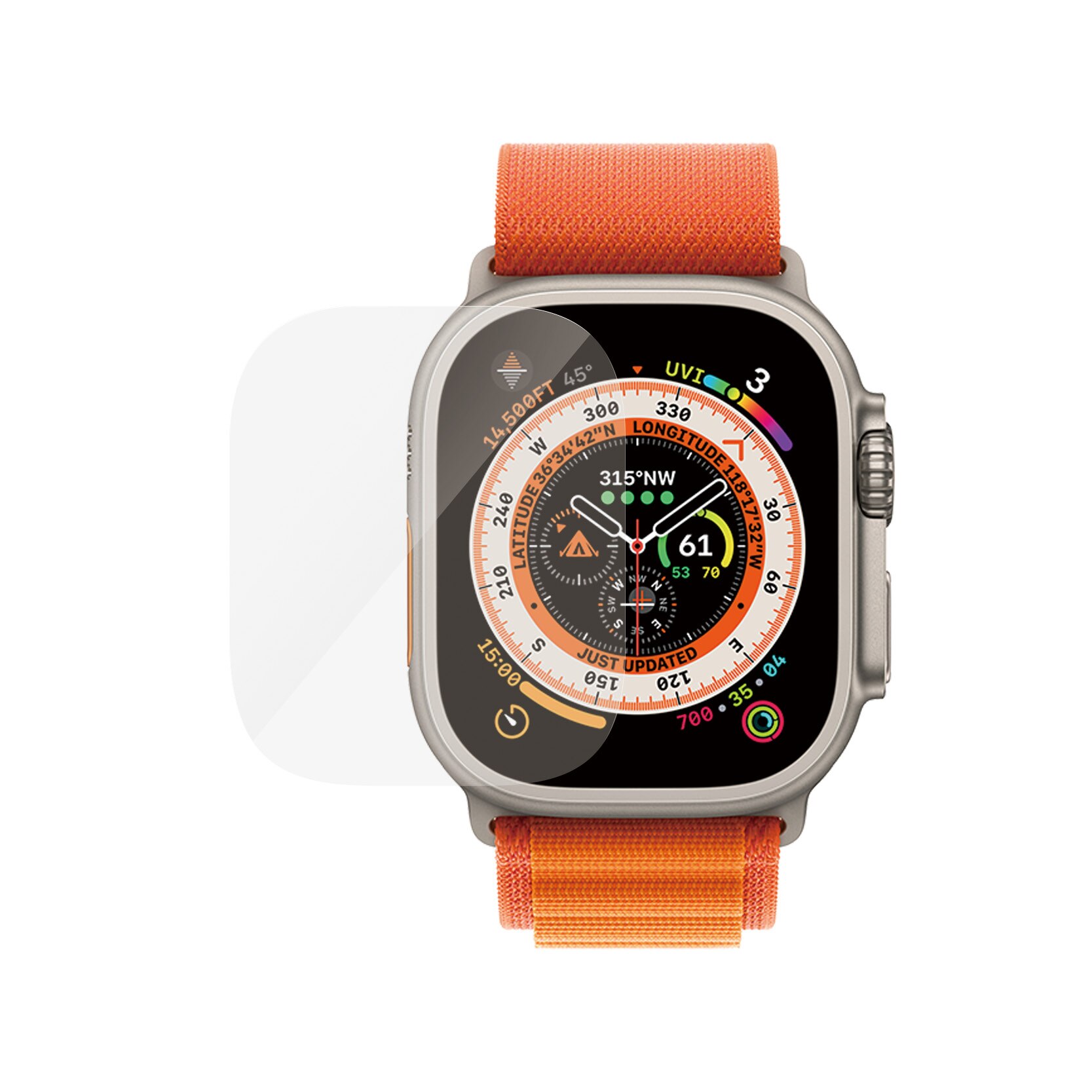 Apple Watch Ultra 49mm 1st Gen Skjermbeskytter i ripebestandig herdet glass - Ultra Wide Fit