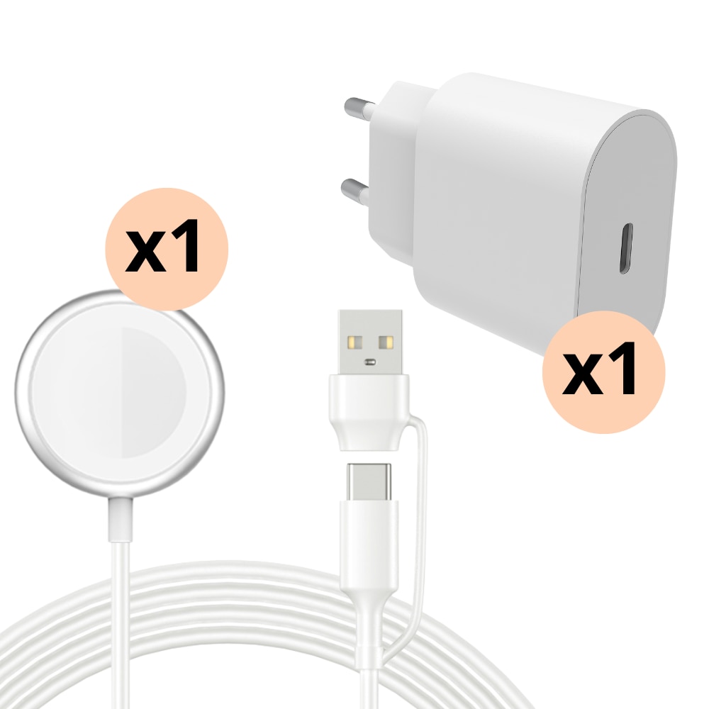 Lader Apple Watch - 1m kabel & vegglader