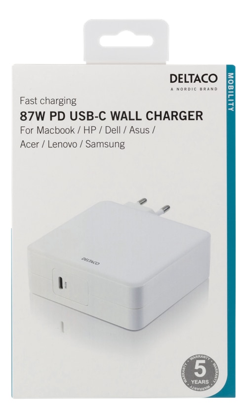 Nettadapter USB-C 87W, Hvit