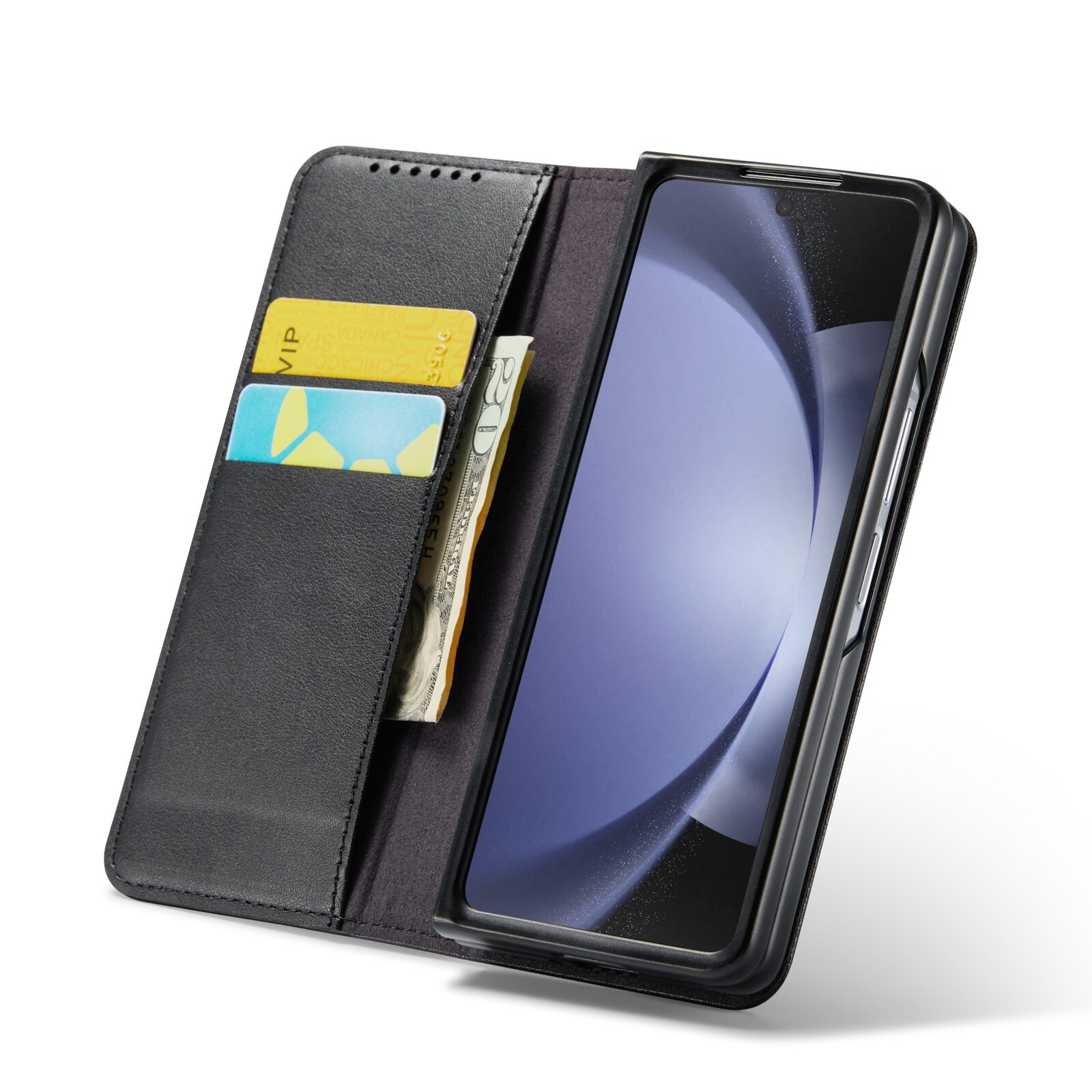 Samsung Galaxy Z Fold 6 Lommeboketui i ekte skinn, Svart