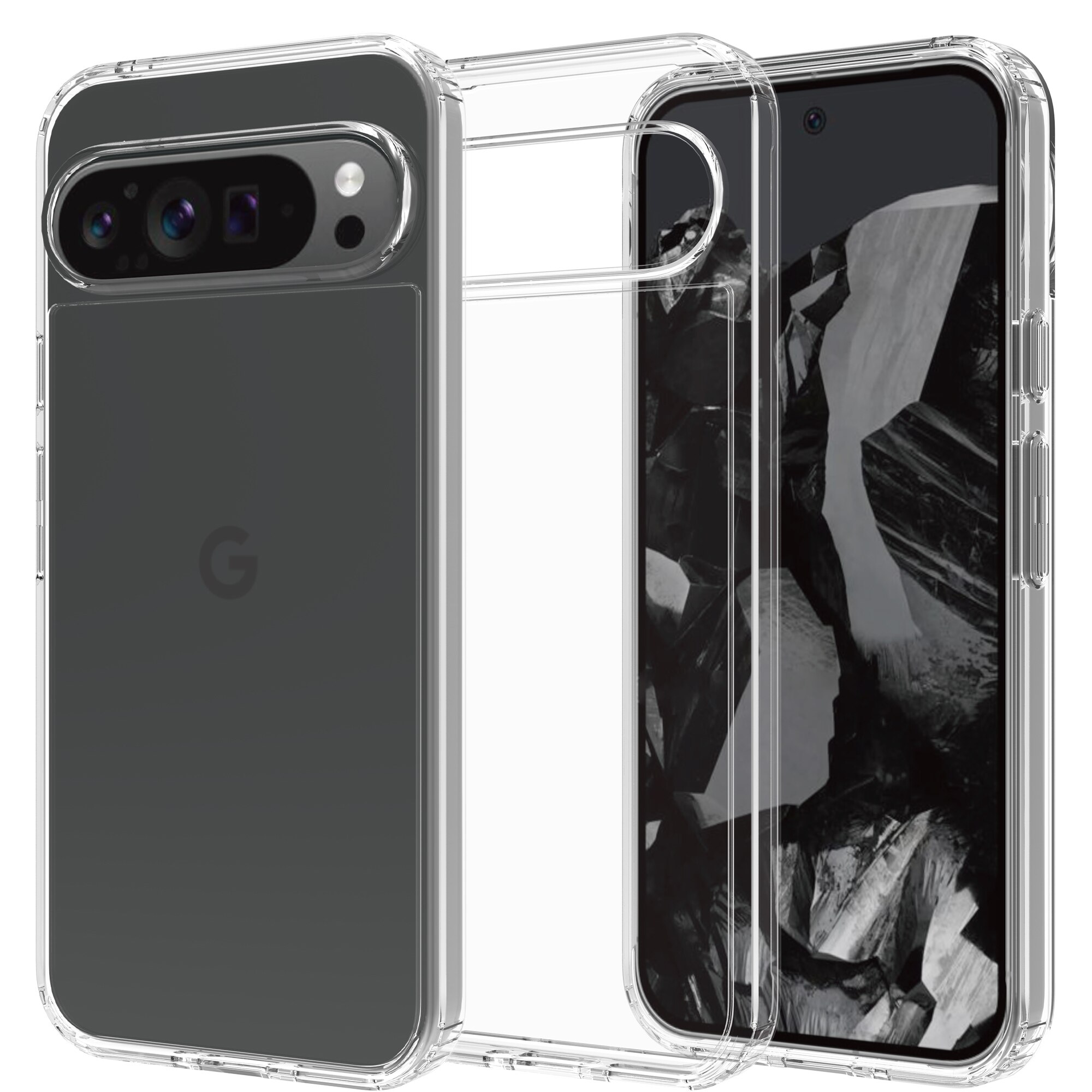 Google Pixel 9 Pro XL Crystal Hybrid-deksel, Gjennomsiktig