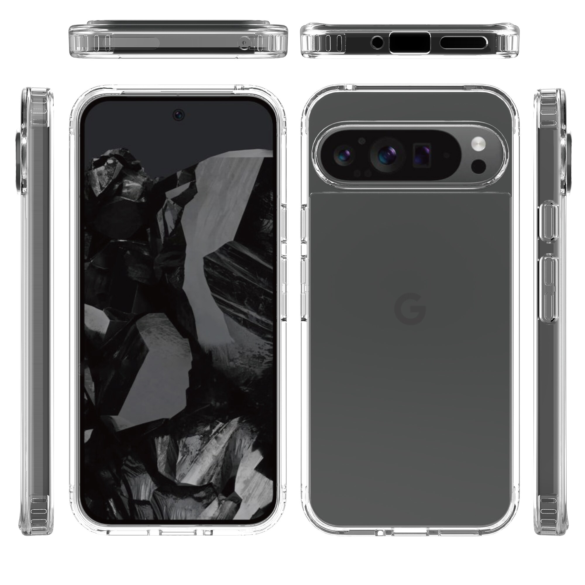 Google Pixel 9 Pro XL Crystal Hybrid-deksel, Gjennomsiktig