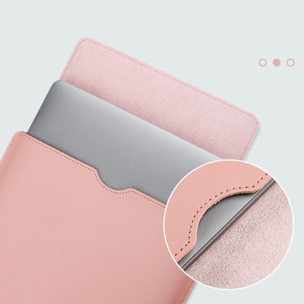 14" Stilig laptop-etui i kunstskinn, Rosa