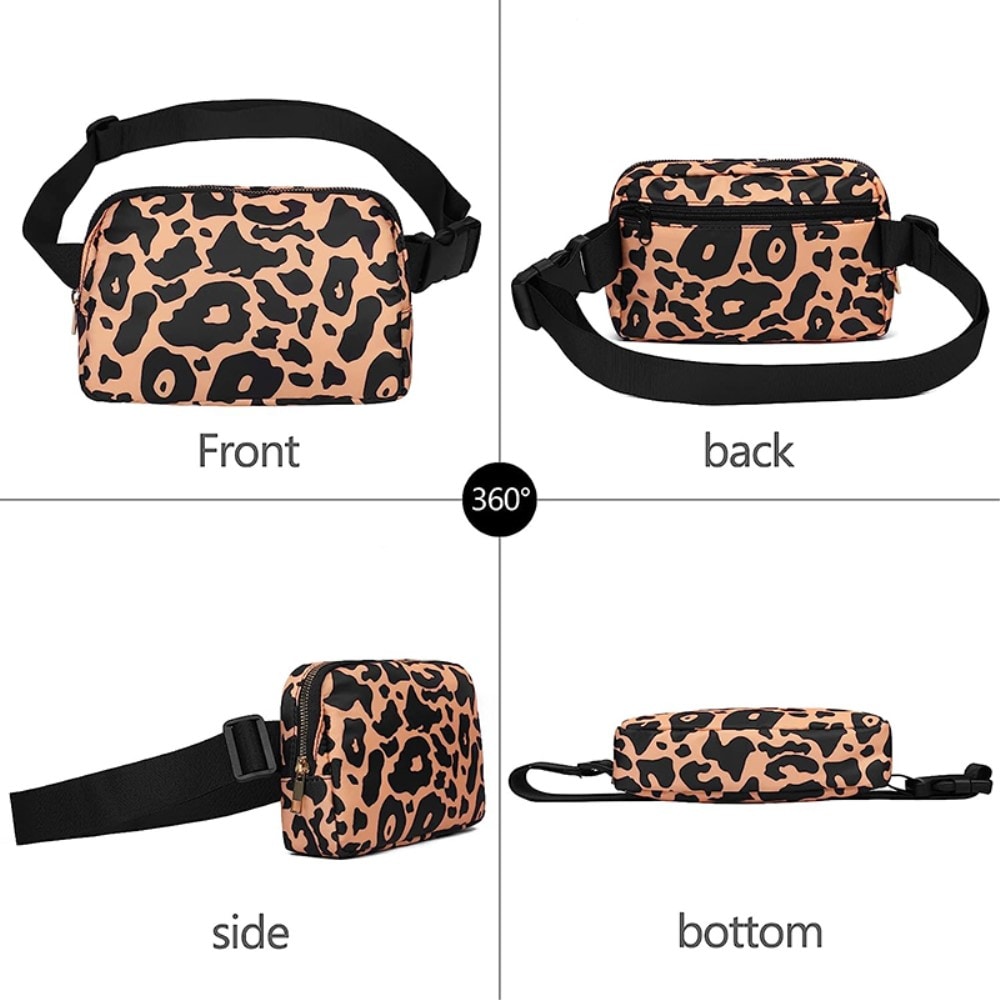 Crossbody-veske i nylon, Leopard