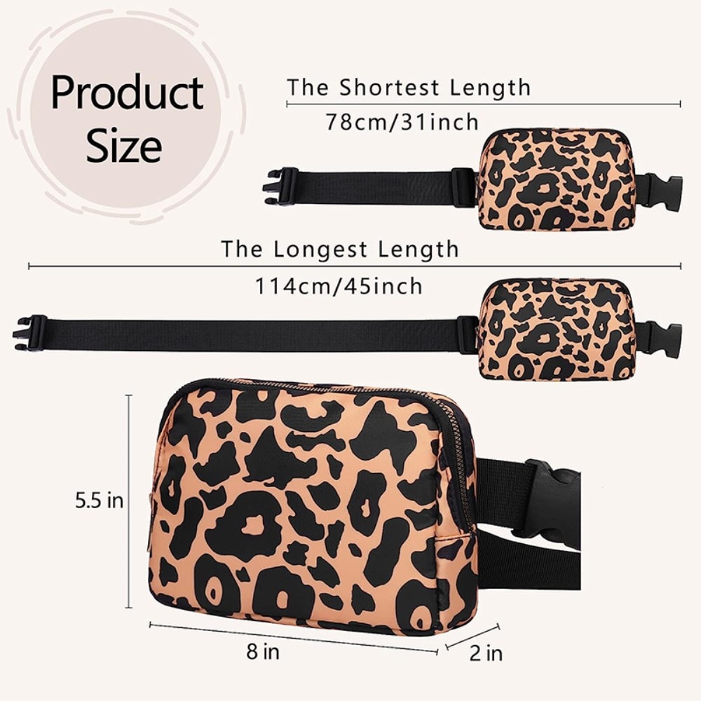 Crossbody-veske i nylon, Leopard