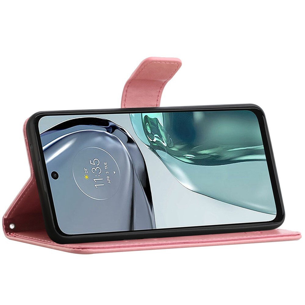 Motorola Moto G62 Mobiletui med sommerfugler, Rosa