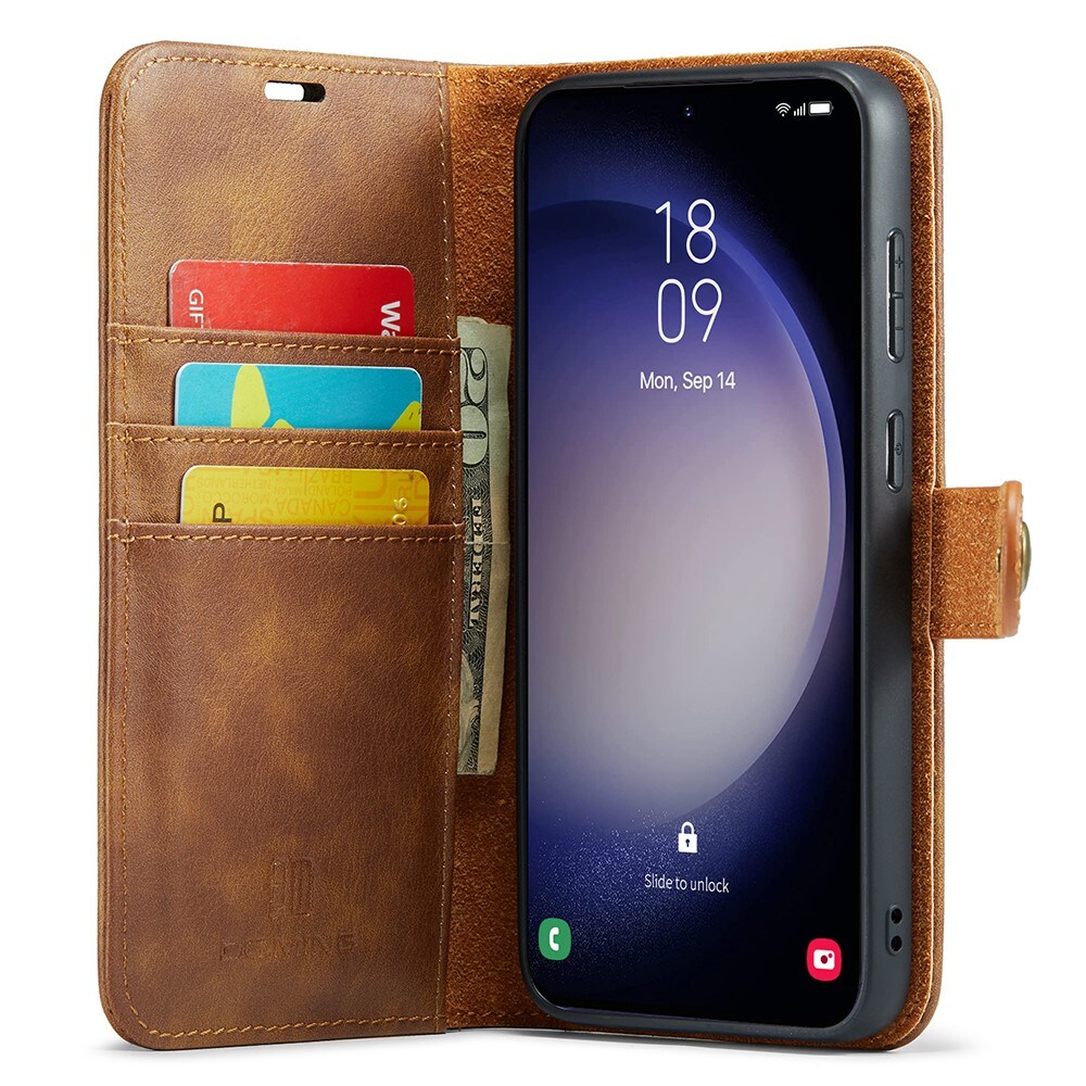 Samsung Galaxy S25 Plus Lommeboketui med avtakbart deksel, Cognac