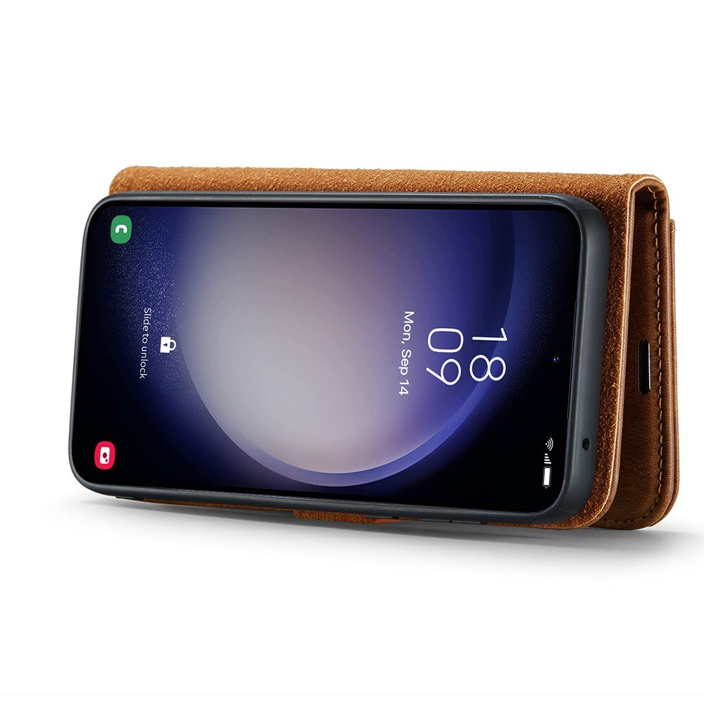 Samsung Galaxy S25 Plus Lommeboketui med avtakbart deksel, Cognac