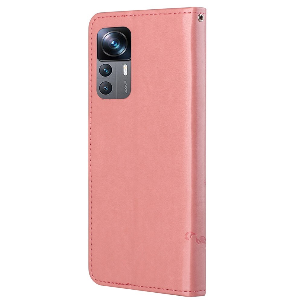 Xiaomi 12T/12T Pro Mobiletui med sommerfugler, Rosa