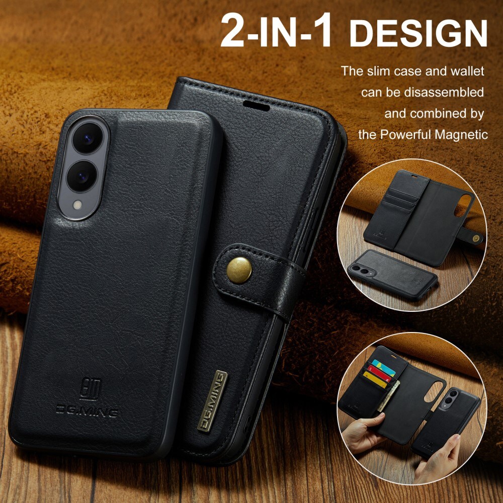 Samsung Galaxy S25 Edge Lommeboketui med avtakbart deksel, Black