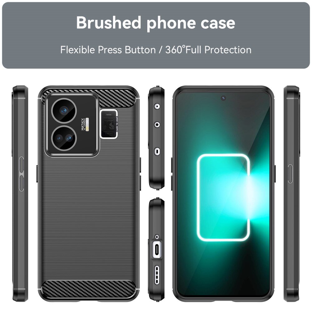  Realme GT3 TPU-deksel Brushed, Svart