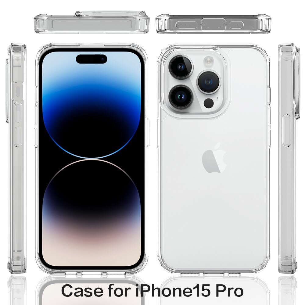 iPhone 15 Pro Crystal Hybrid-deksel, Gjennomsiktig