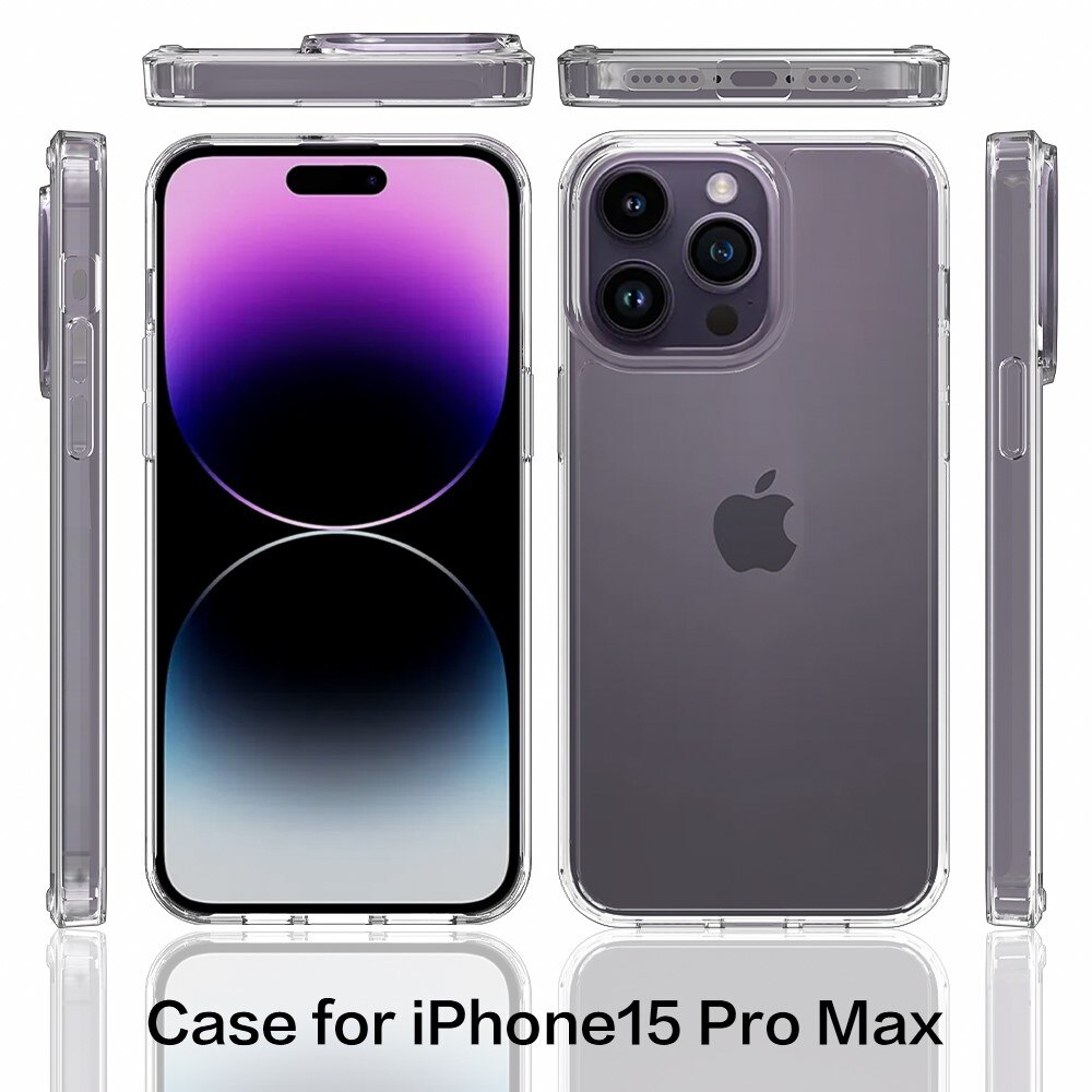 iPhone 15 Pro Max Crystal Hybrid-deksel, Gjennomsiktig