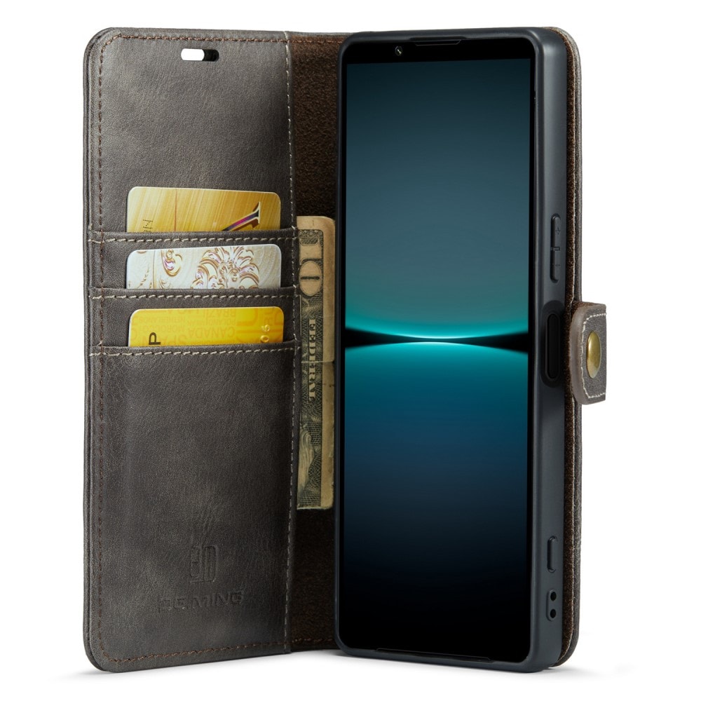 Sony Xperia 1 V Lommeboketui med avtakbart deksel, Brown