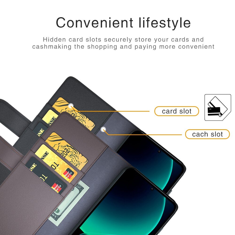 Xiaomi 13T Lommeboketui i ekte skinn, Svart