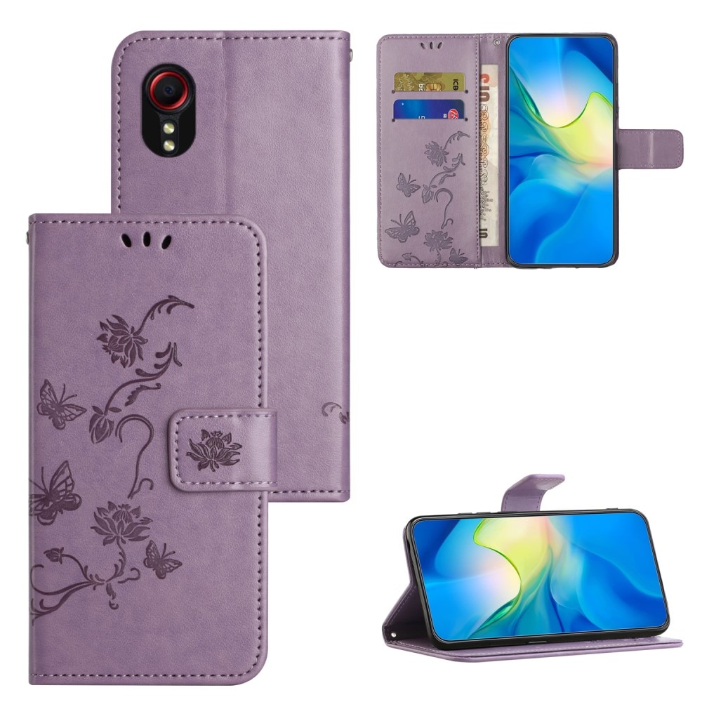 Samsung Galaxy Xcover 7 Mobiletui med sommerfugler, Lilla