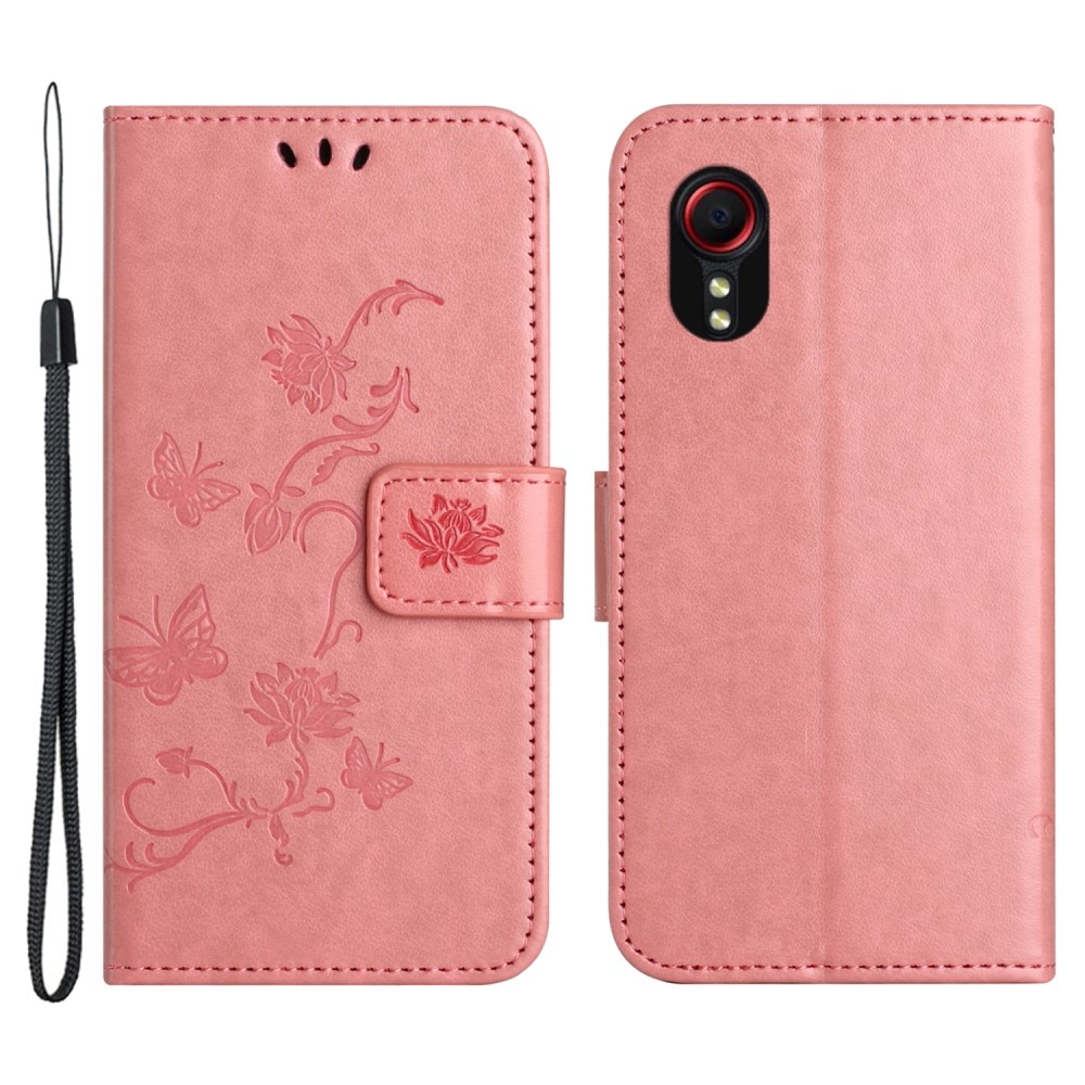 Samsung Galaxy Xcover 7 Mobiletui med sommerfugler, Rosa