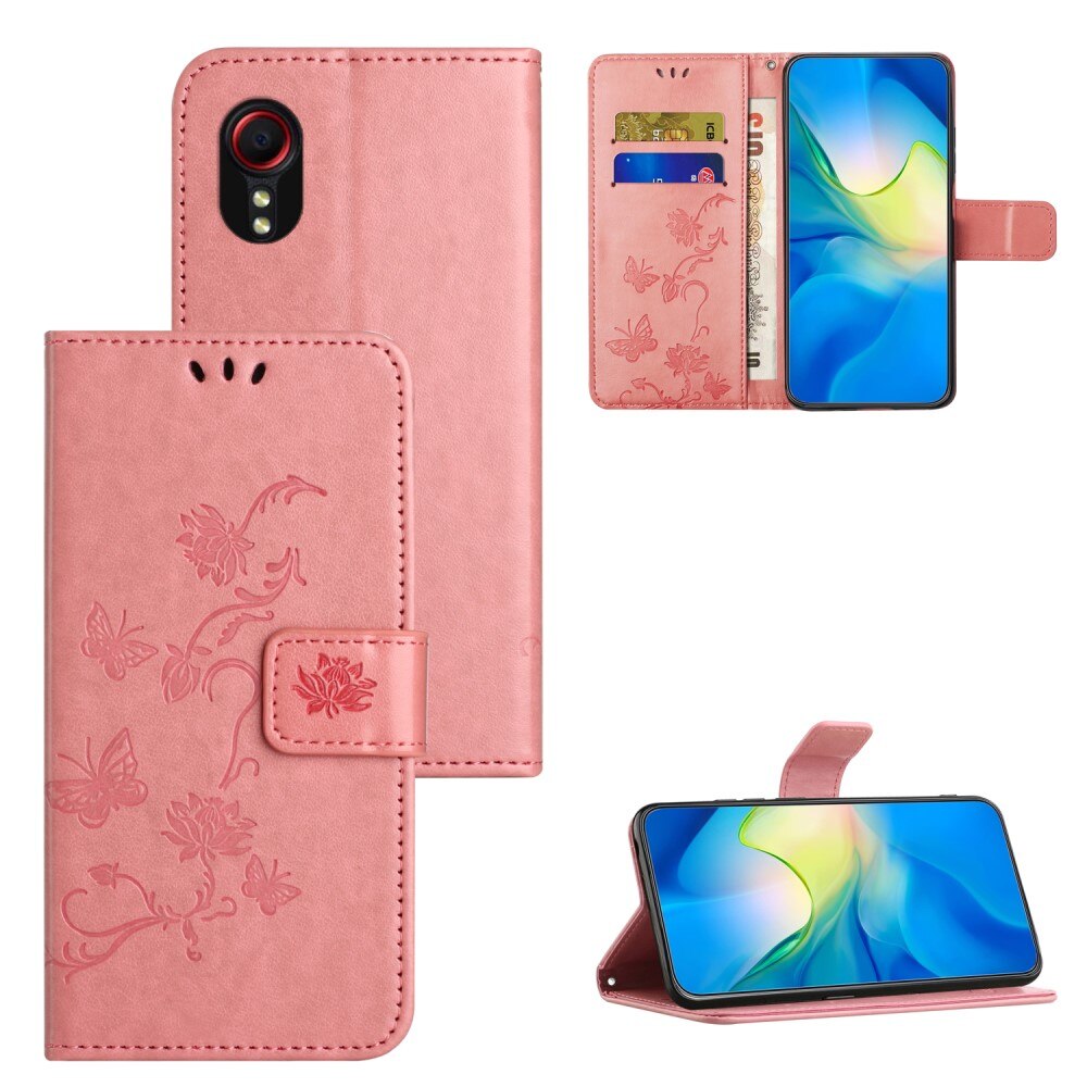 Samsung Galaxy Xcover 7 Mobiletui med sommerfugler, Rosa