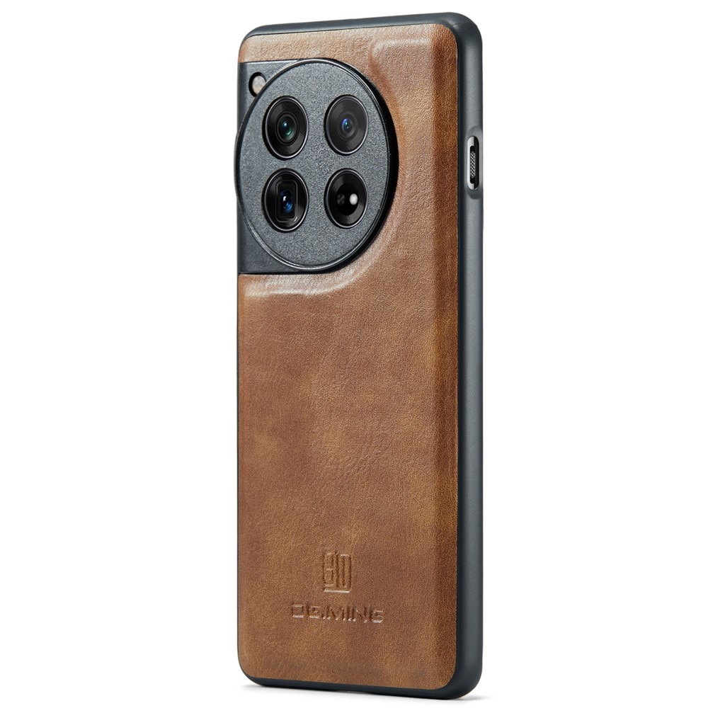  OnePlus 12 Lommeboketui med avtakbart deksel, Cognac