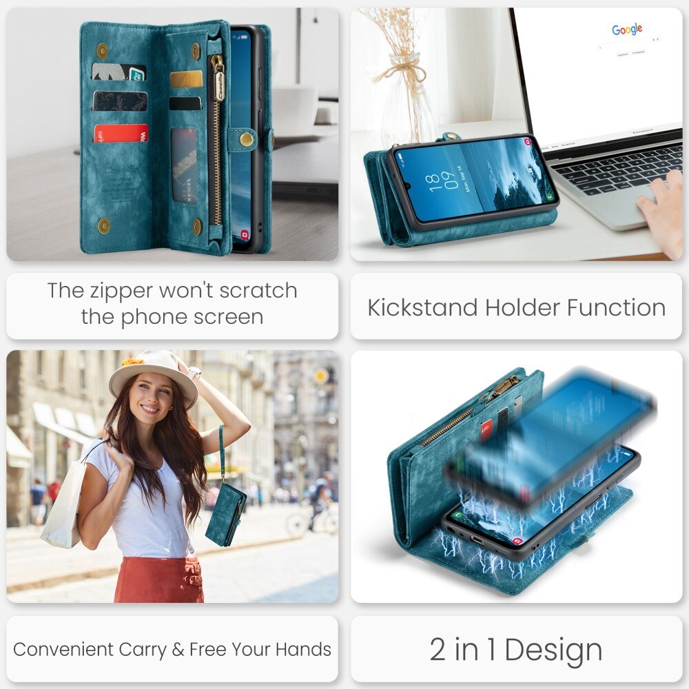 Samsung Galaxy A25 Romslig lommeboketui med mange kortlommer, Blå