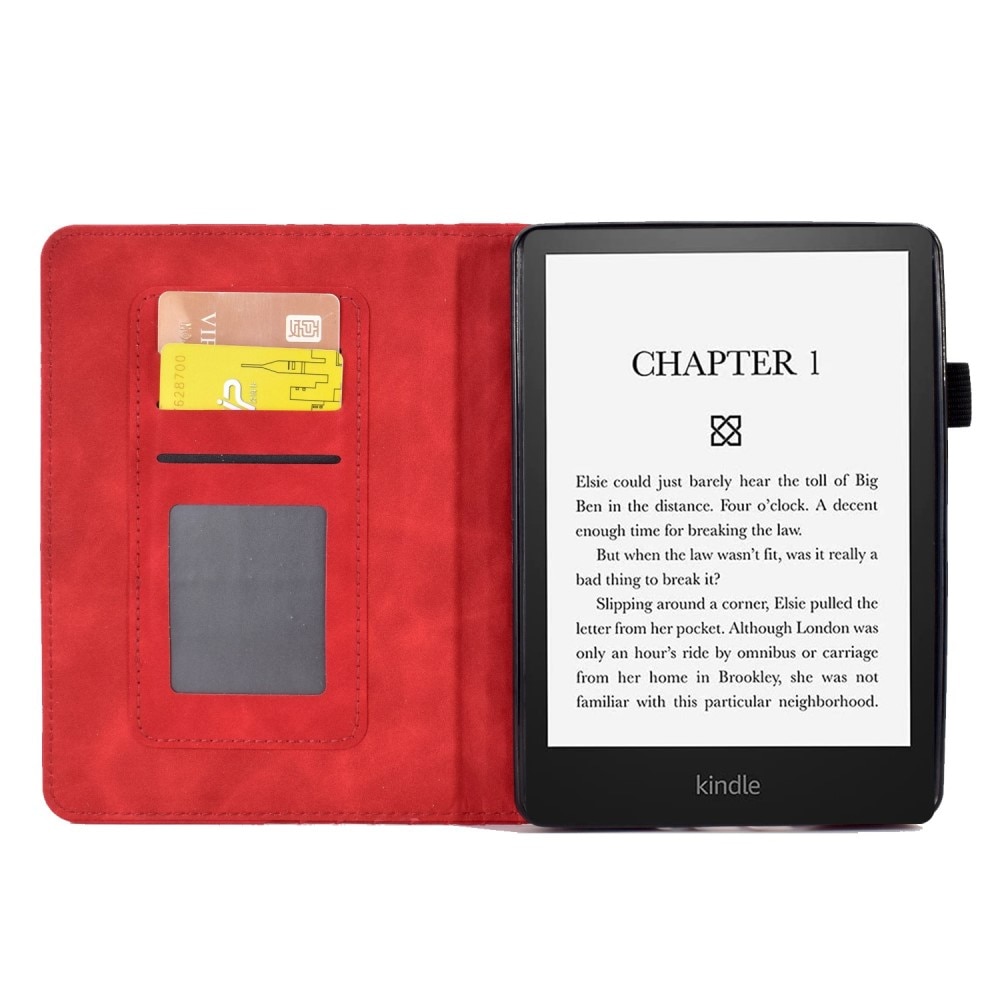 Amazon Kindle Paperwhite 11th gen (2021) Stilig etui med kortlomme, Rød