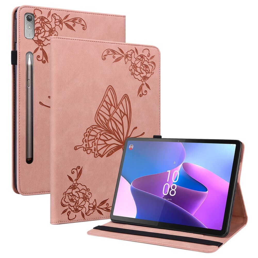  Lenovo Tab P12 Fint etui med sommerfugler, Rosa