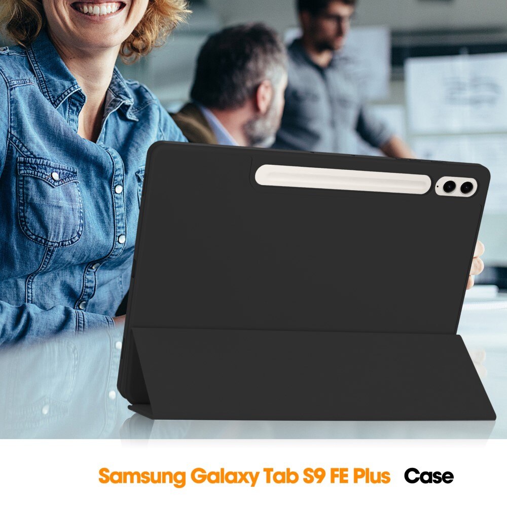 Samsung Galaxy Tab S9 FE Plus Tri-fold etui med pennholder, Svart