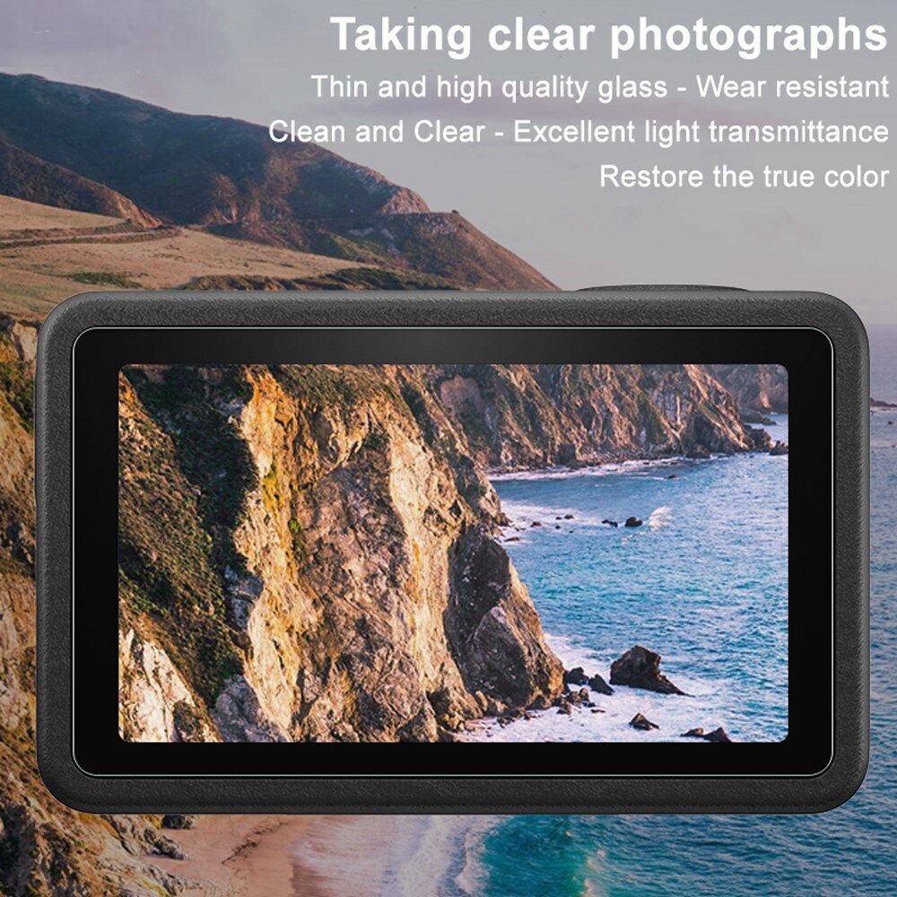DJI Osmo Action 5 Pro Black Heltdekkende Skjermbeskytter + Linseskjerm i Glass