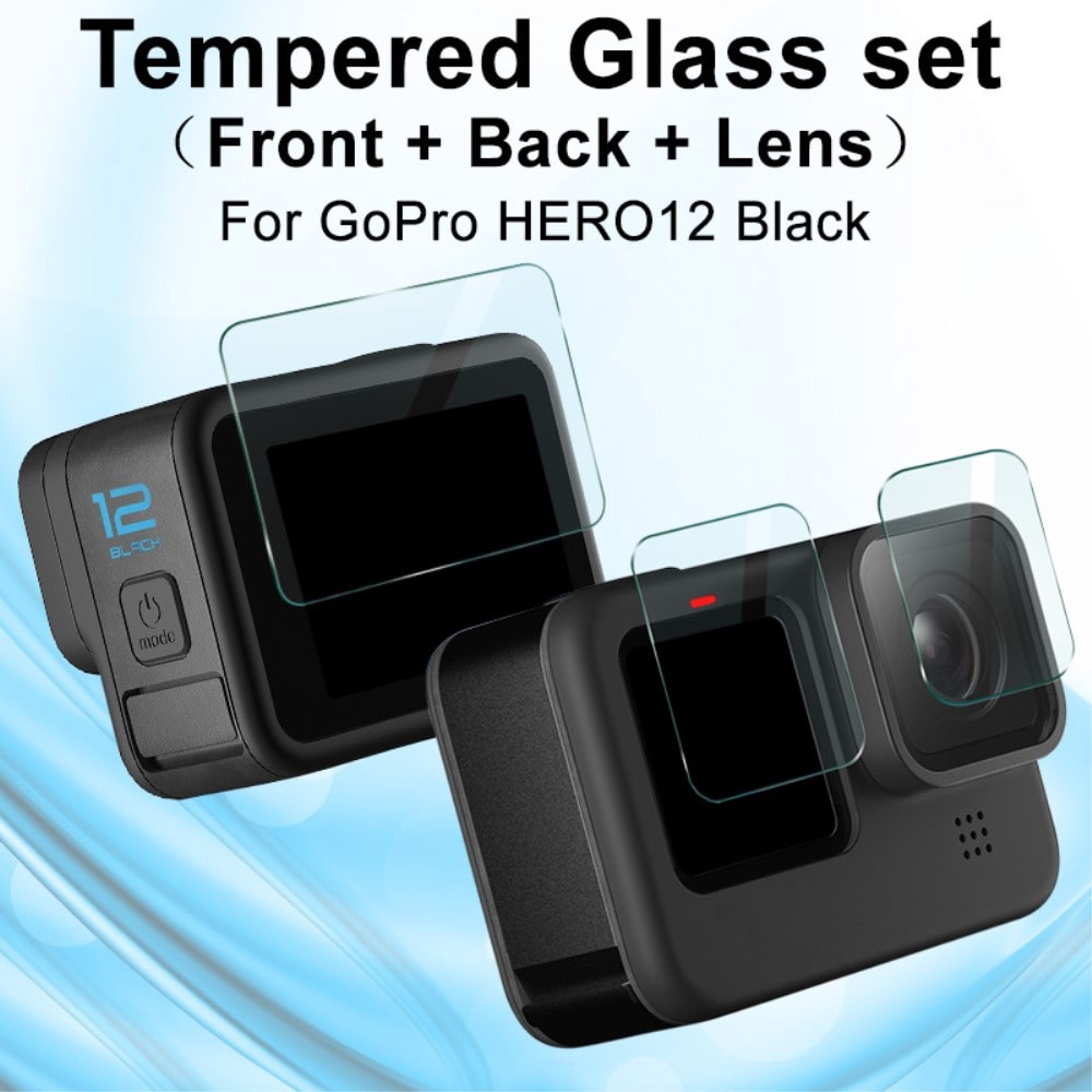 GoPro HERO12 Black Heltdekkende Skjermbeskytter + Linseskjerm i Glass