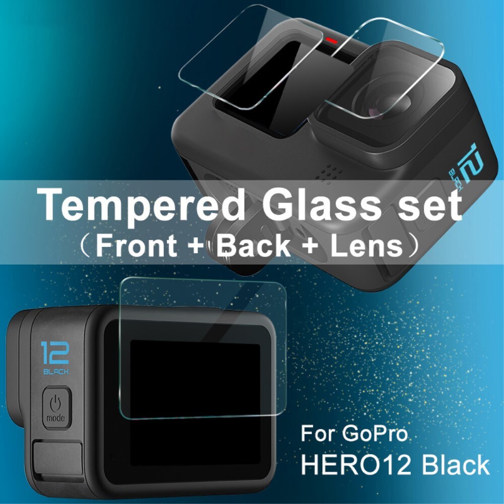 GoPro HERO12 Black Heltdekkende Skjermbeskytter + Linseskjerm i Glass