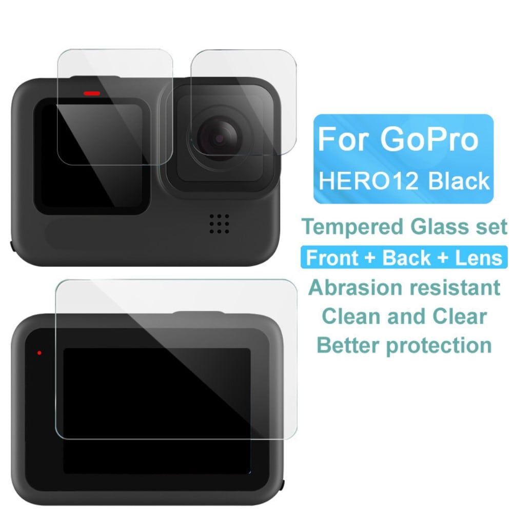 GoPro HERO12 Black Heltdekkende Skjermbeskytter + Linseskjerm i Glass