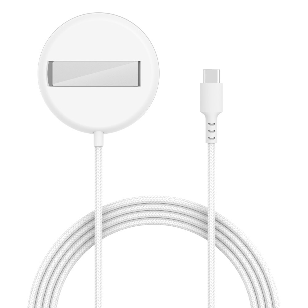 Trådløs lader Qi2 15W MagSafe med innebygd stativ, Hvit